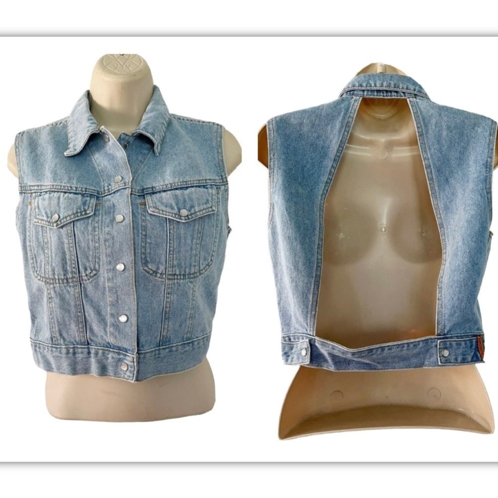 Vintage Jordache Denim Open Back Jean Vest Top  Y2K
